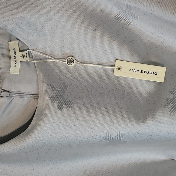 𝅺Max Studio Jacquard Artic Blue Cocktail Dress - Picture 5 of 17